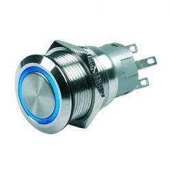 BEP Marine BEP Momentary On/Off Push Button Switch With Blue LED Ring 24v
