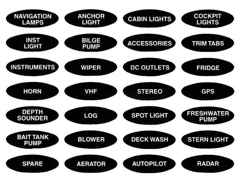 Labels For BEP Marine Splash-Proof Switch Panels 1 Labels For BEP Marine Splash-Proof Switch Panels